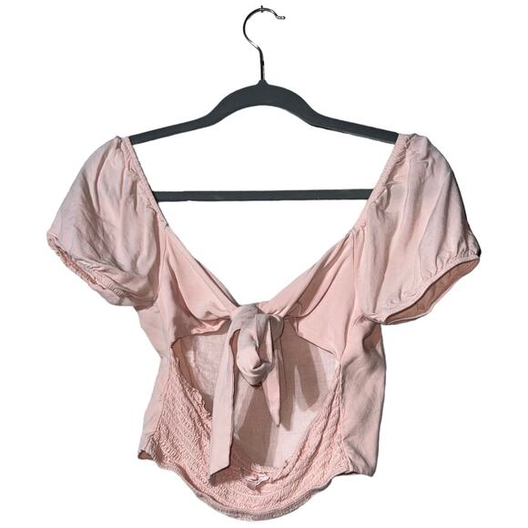 Pink Lottie Moss Crop Top – Tie-Back Sweetheart Neckline - Picture 8 of 11